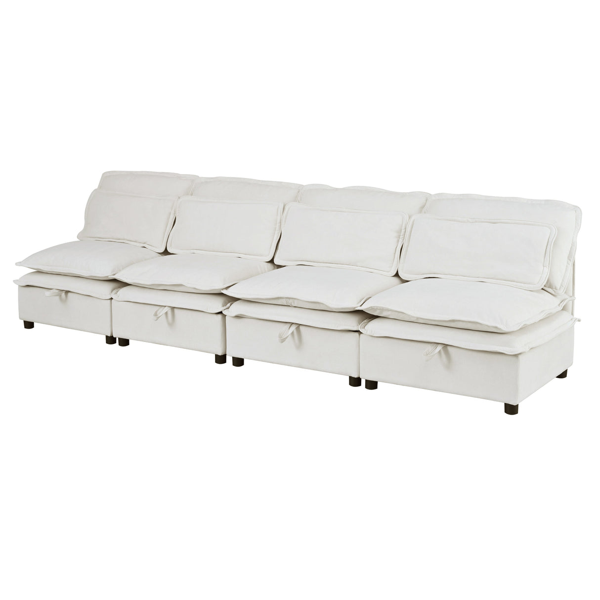 Double-Layer Cushion Modular Sofa 4-Seater with Storage Function