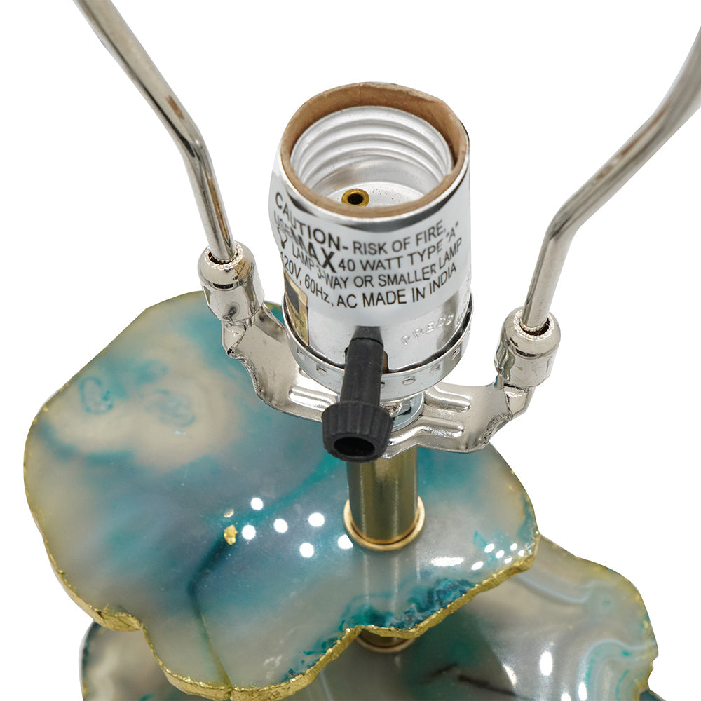 D15x29.5' Verdant Agate-Slice Table Lamp with Marble Base