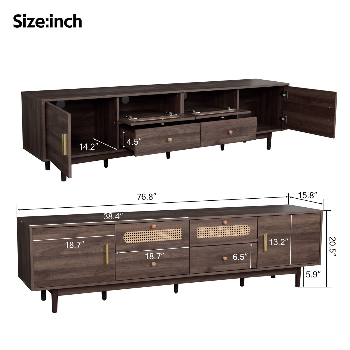TV Stand With Drawers, Accent Entertainment Center For Living Room - Dark Brown