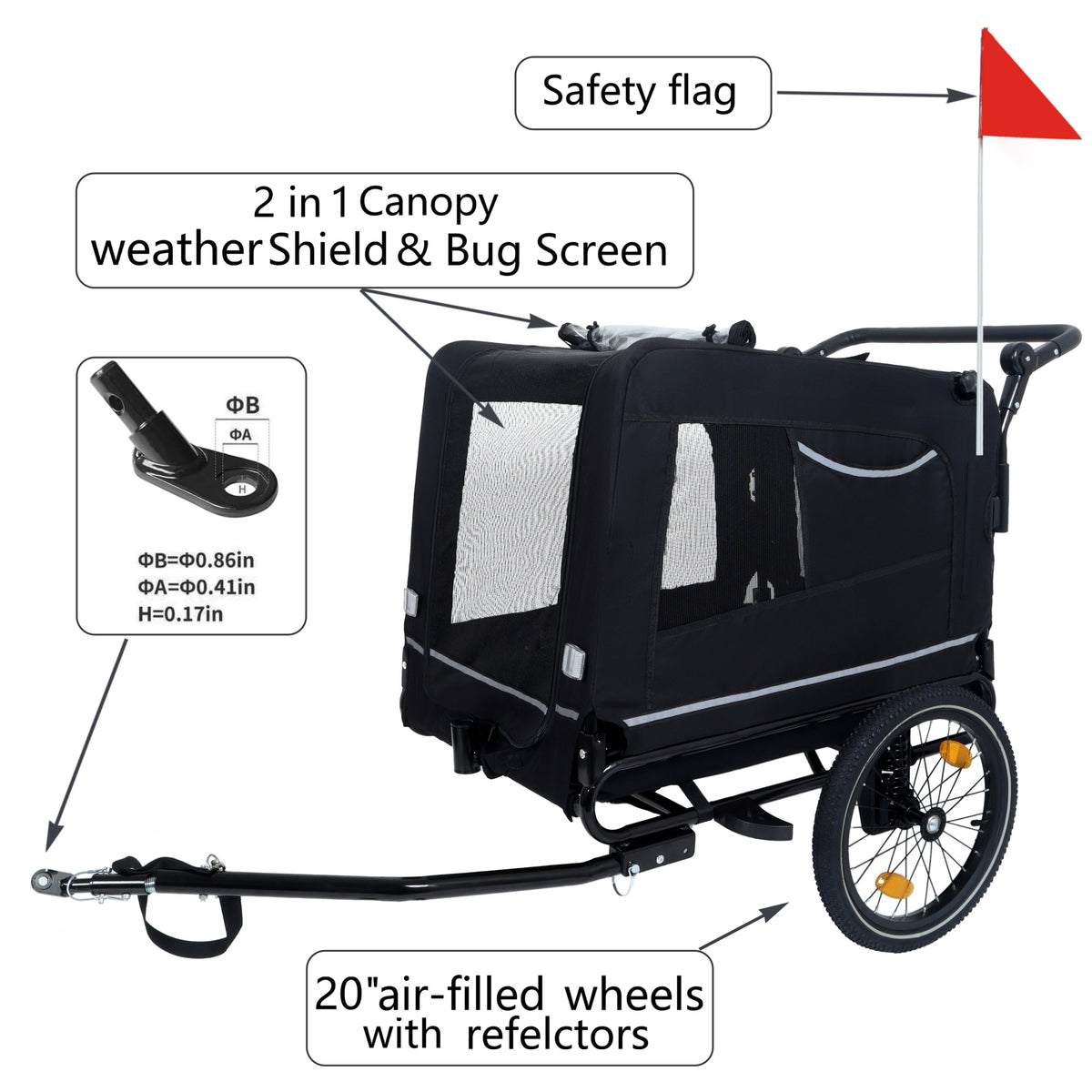 Extra Large 2-in-1 Bike Trailer & Push Cart for Pets