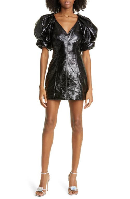 A.L.C. Park Puff Sleeve Patent Leather Minidress in Black Size 4
