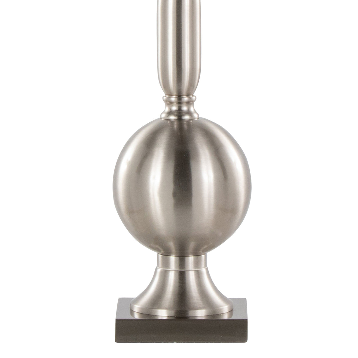 Joan 30" Contemporary Metal Table Lamp Set in Brushed Nickel with Grey Satin Shade - Set of 2