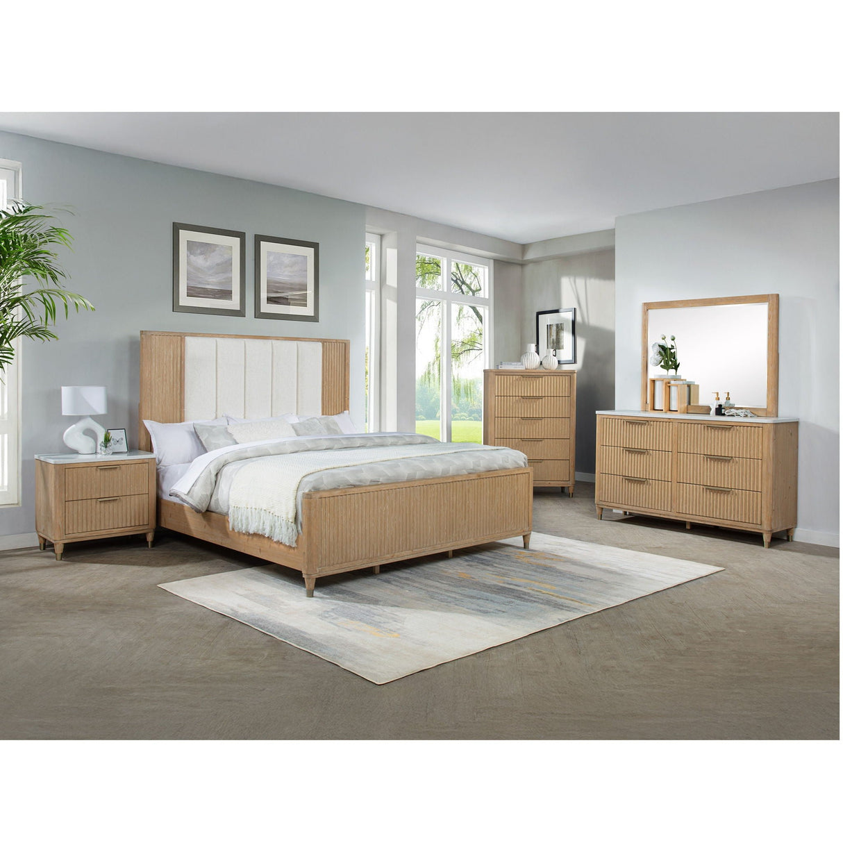 Tall Chest With Full Extension Glides And Accents, Storage Cabinet - Natural Wood
