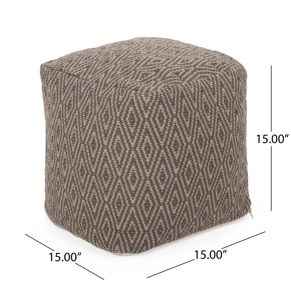 Amuleto Hand Loomed Cotton Pouf - Dark Gray / Brown