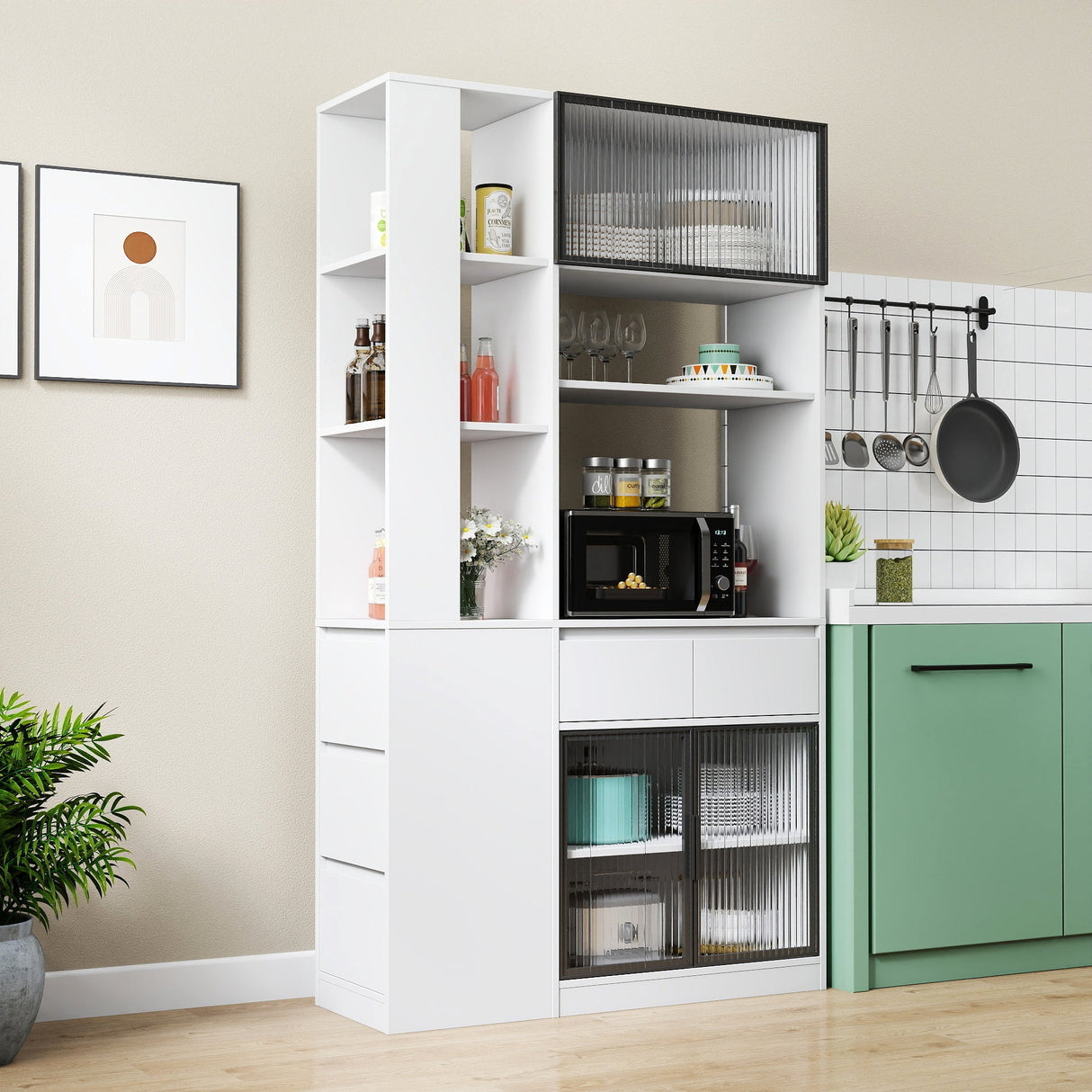 70.87"H Tall Storage Cabinet with Multi-functional Storage Space