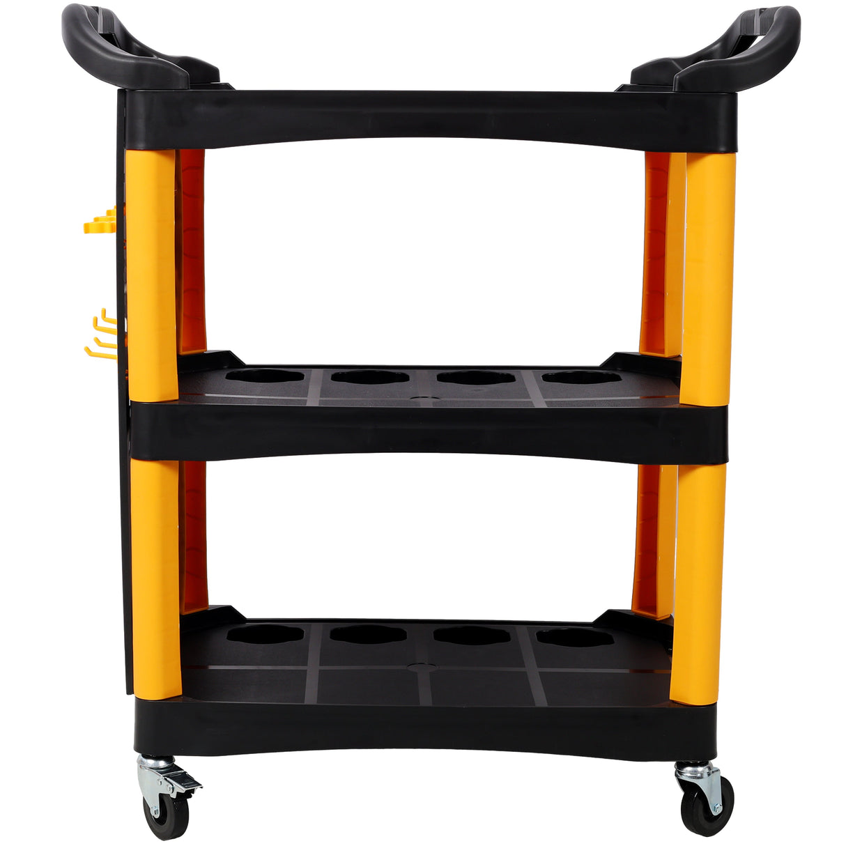 3 Tier Rolling Auto Detail Cart With Wheels - Yellow & Black