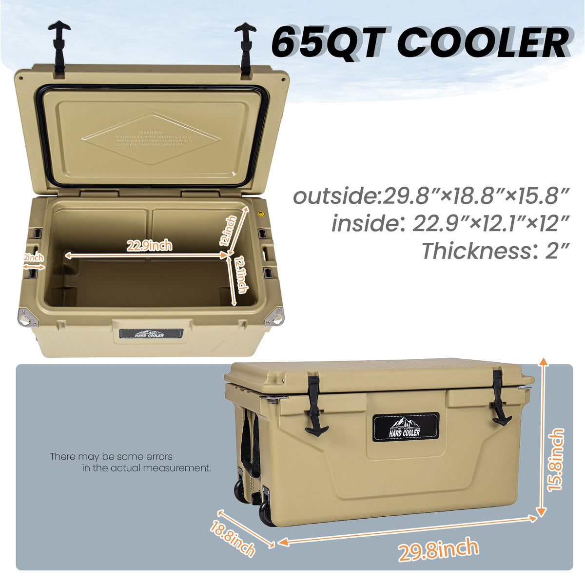 Khaki Color Ice Cooler Box 65QT