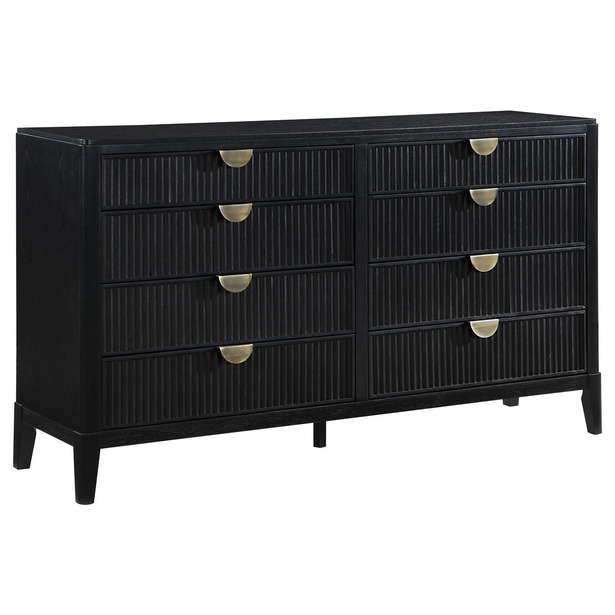 California King 5 Piece Bedroom Set With Fluted Detailing - Black