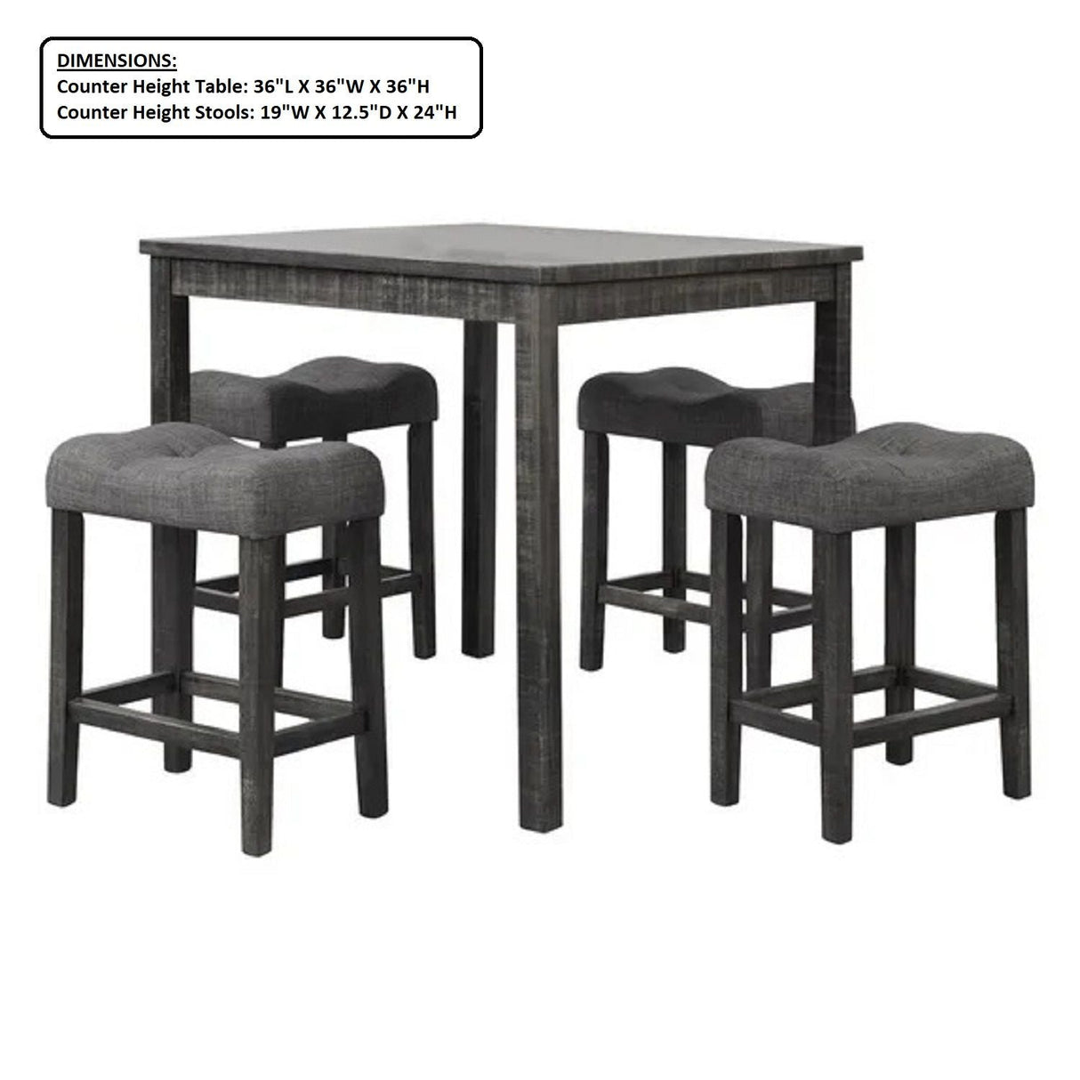 Transitional Counter Dining Set With 4 Tufted Stools