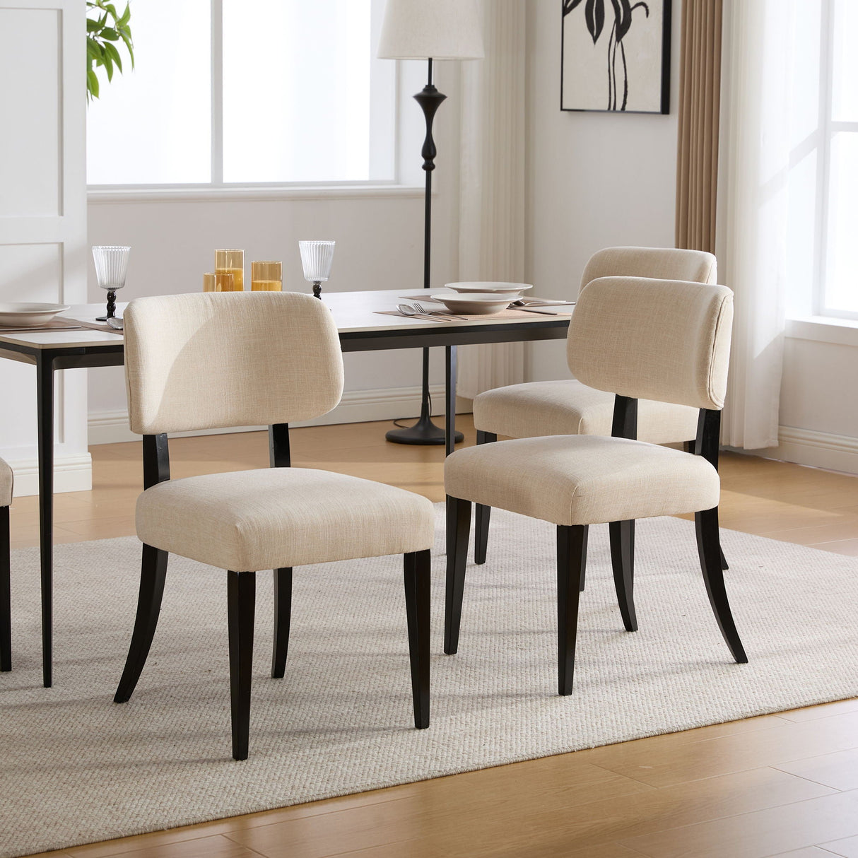 Kitchen Dining Chairs (Set of 2) - Cream