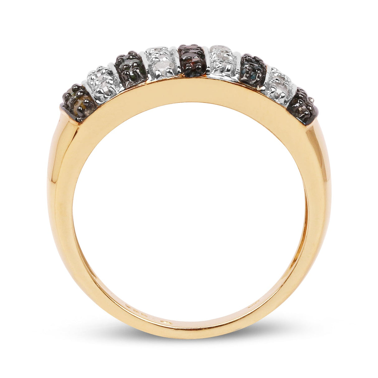 14K Yellow Gold Plated 0.84 Carat Genuine Multi Diamond .925 Sterling Silver Ring