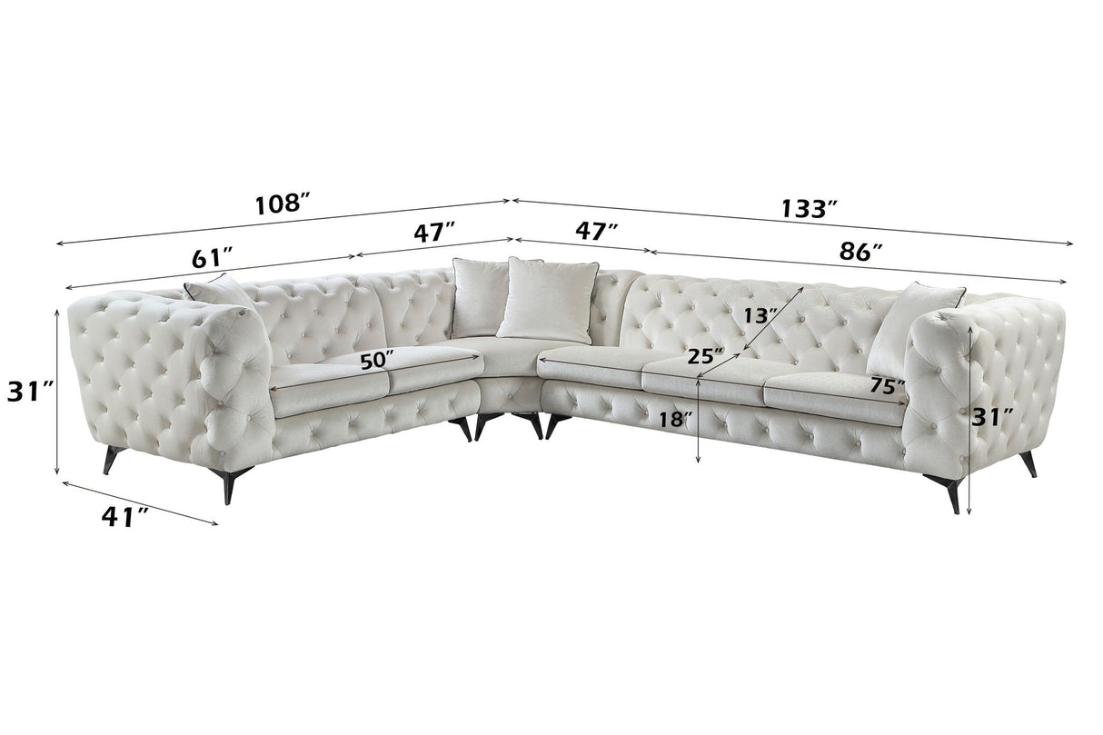 Atronia Sectional Sofa With 4 Pillows - Beige