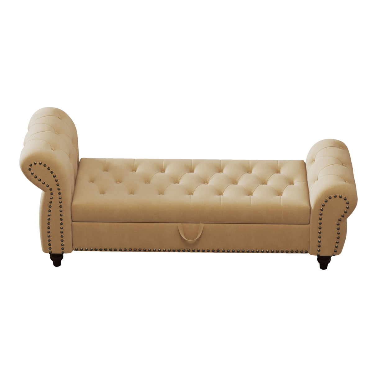64.5' Velvet Upholstered Bed Bench with Storage and Tufted Nails