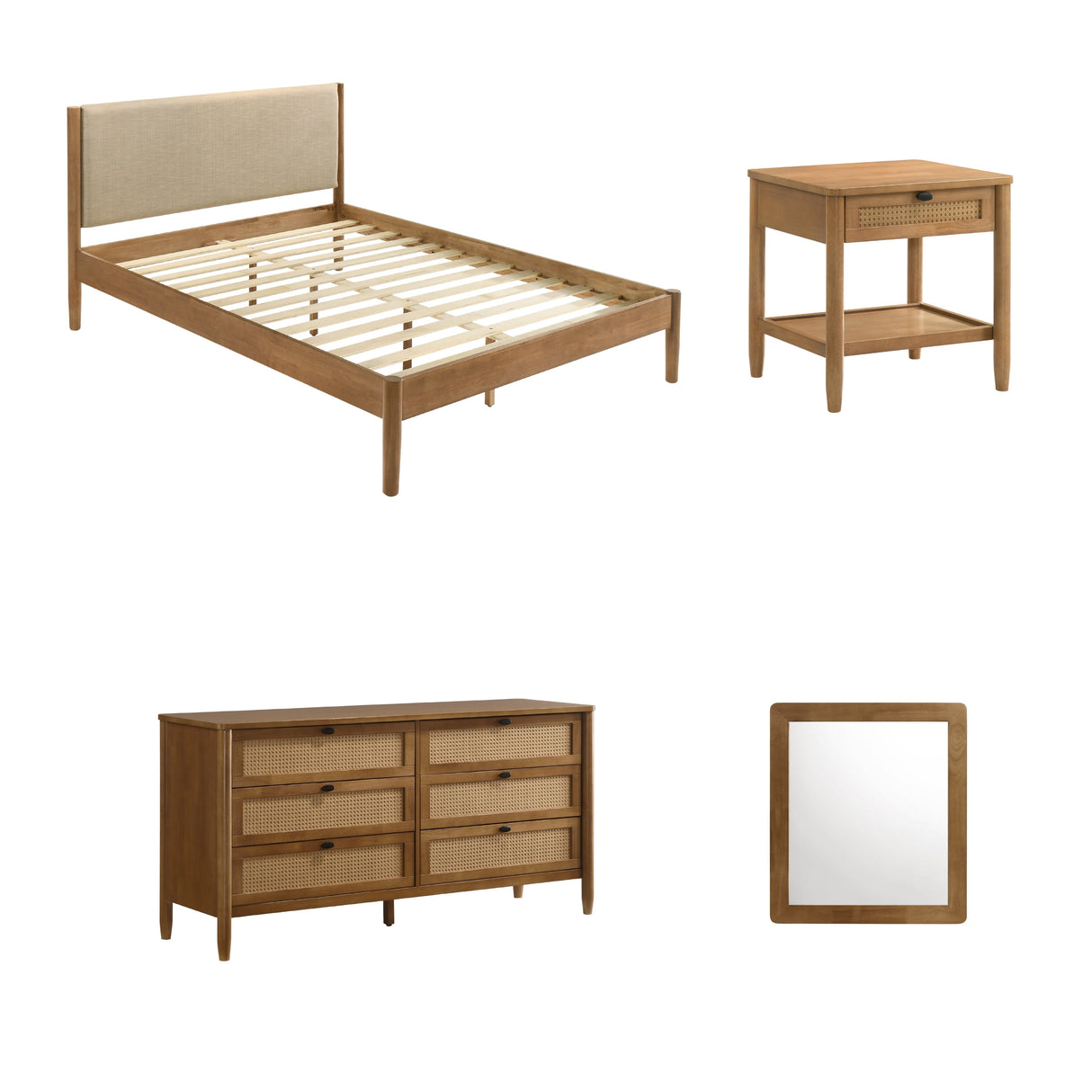 Vichy 4-Piece Rubberwood Queen Bedroom Set