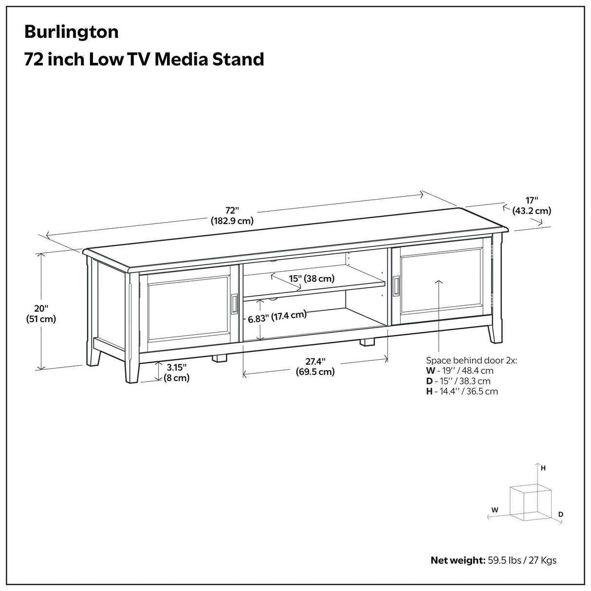 Burlington - Low TV Media Stand - Mahogany