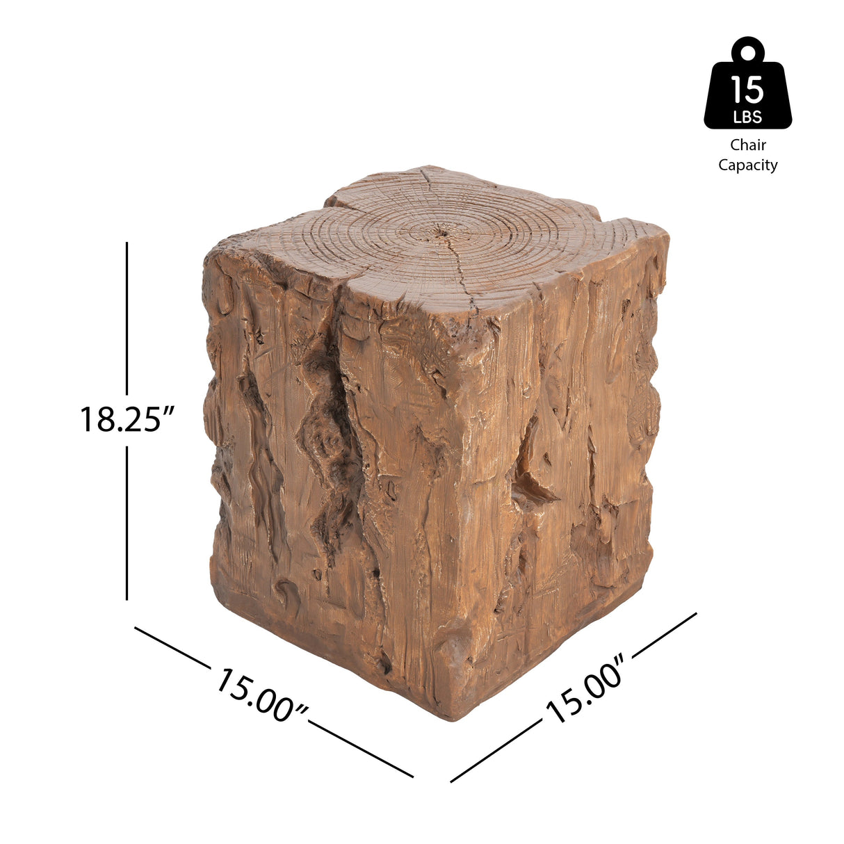 Amira Outdoor and Indoor Stump Shape MGO Side Table Brown Finish