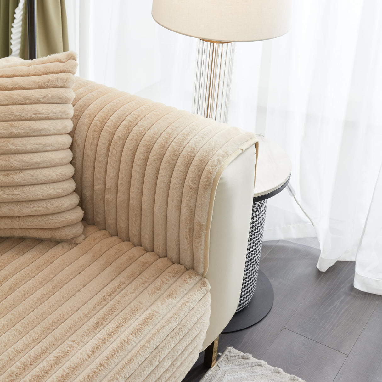 Winter Thickened Rabbit Plush Non-slip Sofa Cushion