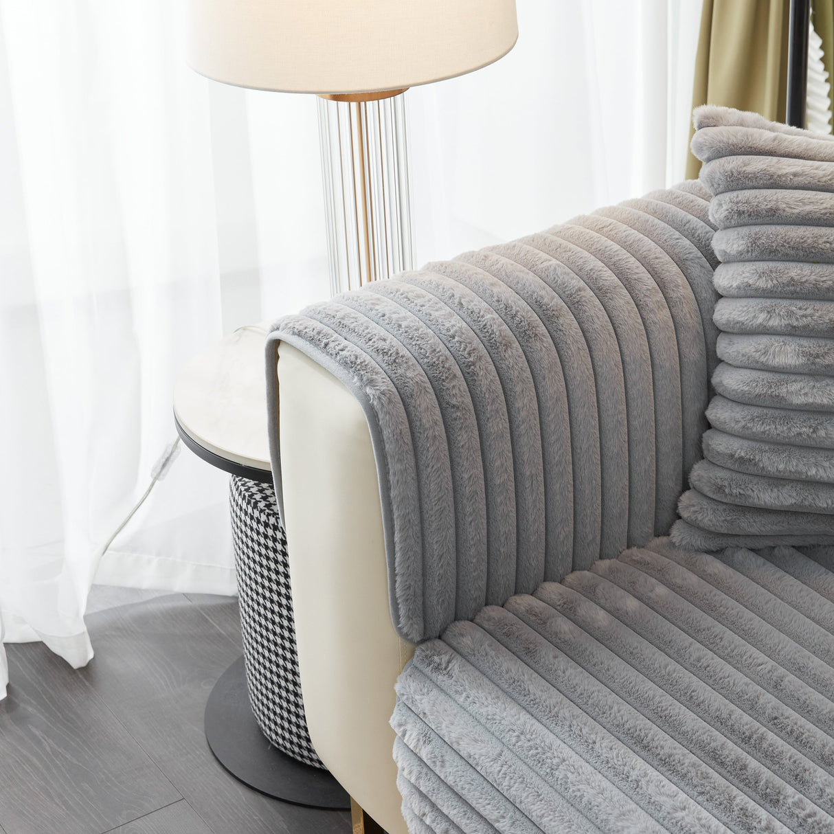 Winter Thickened Rabbit Plush Non-slip Sofa Cushion