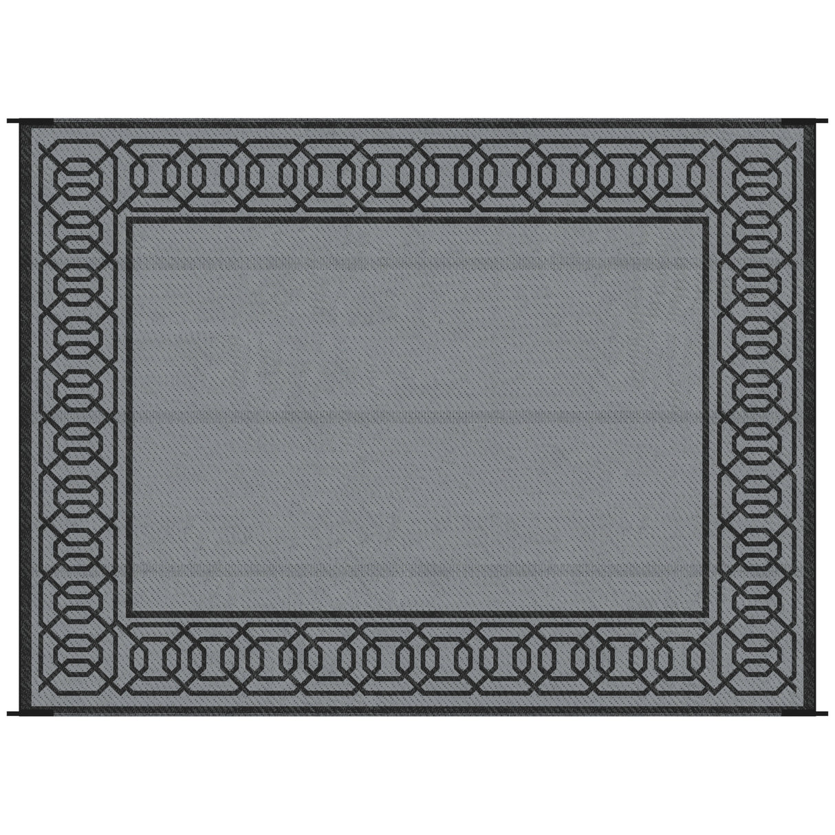 Reversible outdoor rug, 9' x 12' waterproof plastic straw floor mat, black & gray border