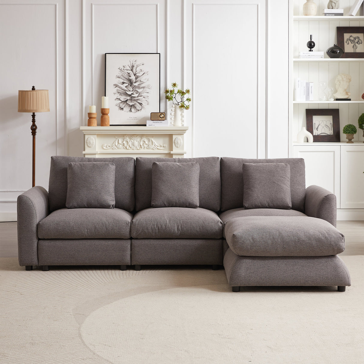 102.2 Inch Combination Modular Sofa with OttomanGrey