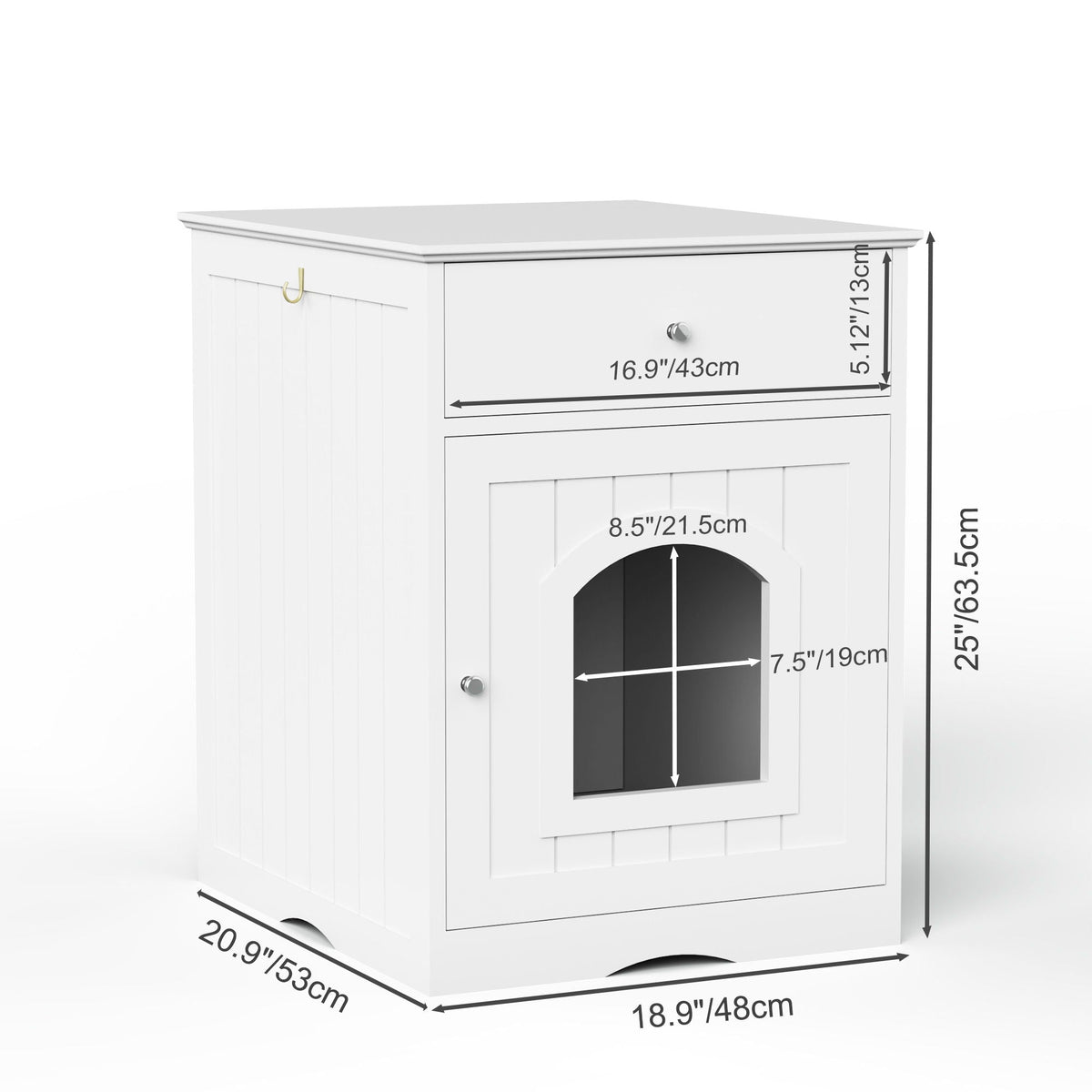 Wood Cat Litter Box Enclosure with Drawer - White or Dark Brown