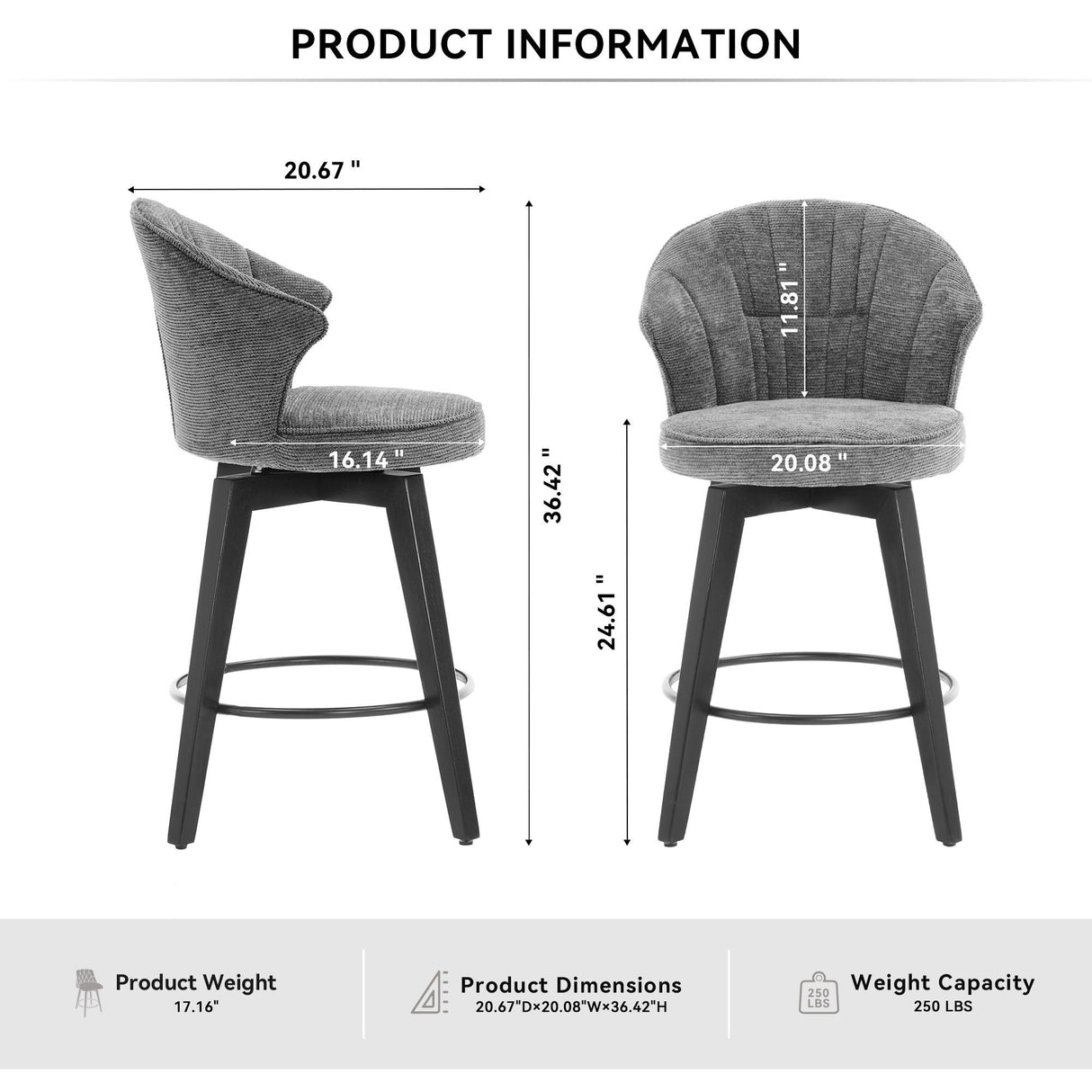 Wing Back Swivel Bar Stools (Set of 2)