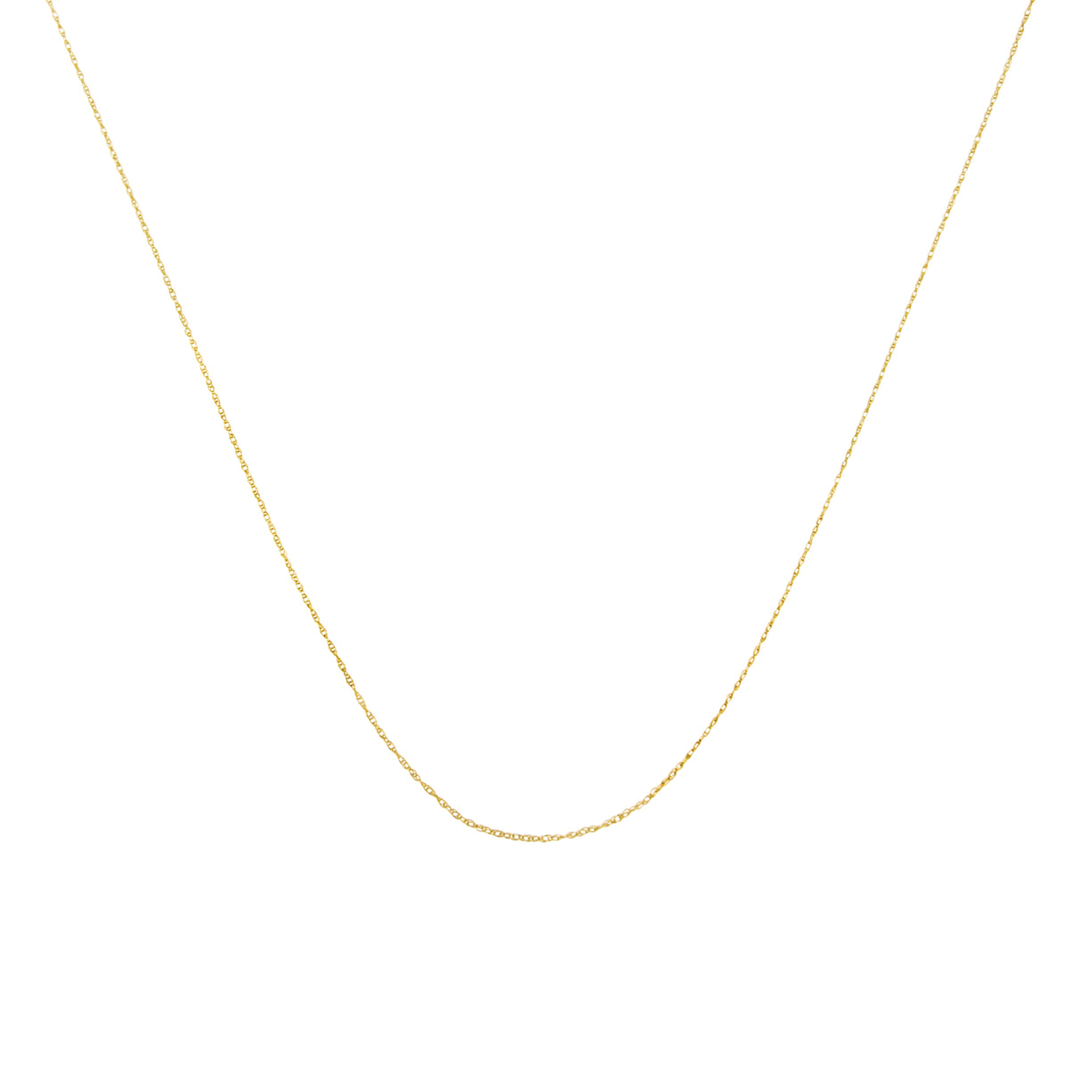 Solid 10K Yellow Gold 0.5mm Slim and Dainty Unisex 18" Rope Chain Necklace