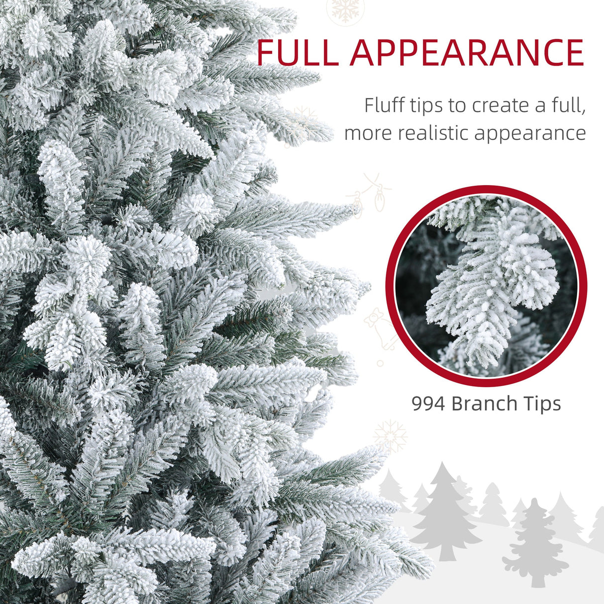 HOMCOM 6ft Snow Flocked Artificial Christmas Tree