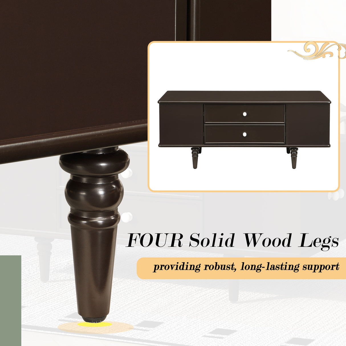 Modern Rectangle Coffee Table with Four Drawers