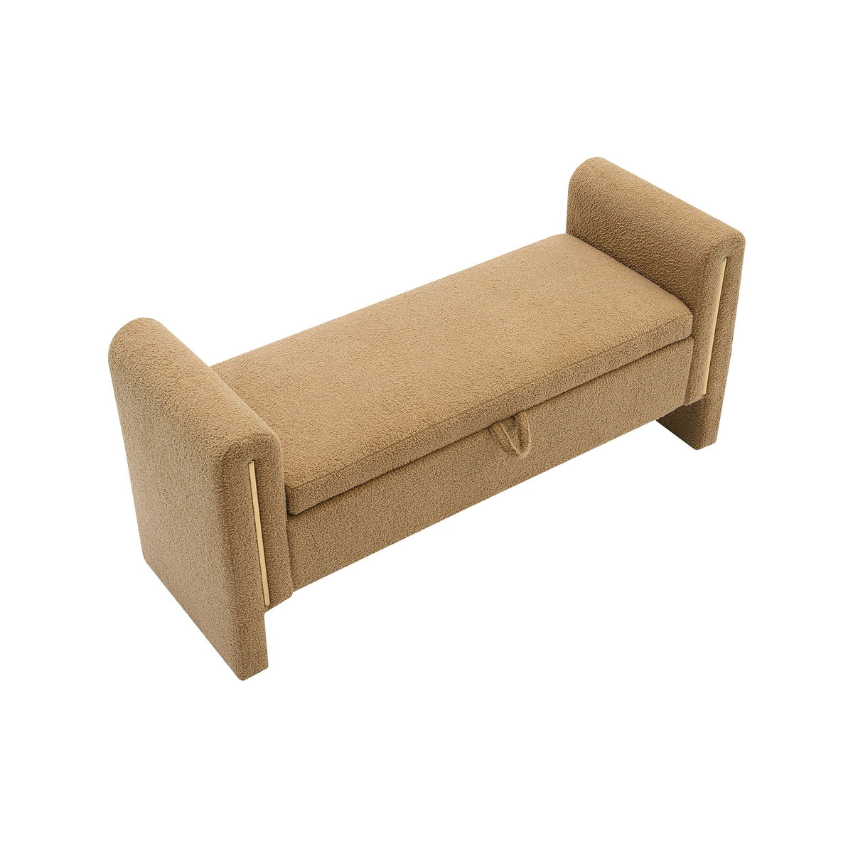 Modern Teddy Upholstered Large Bed End Bench With Arms And Storage
