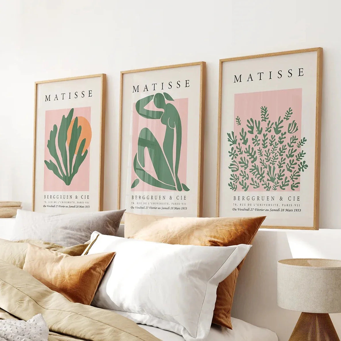 Pink Green Matisse Abstract Wall Prints Set