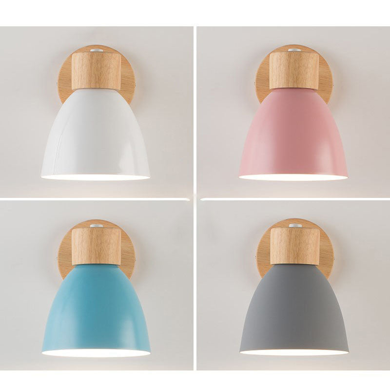 Modern Minimalist Wooden Cone Wall Sconce LED E27 Wall Light