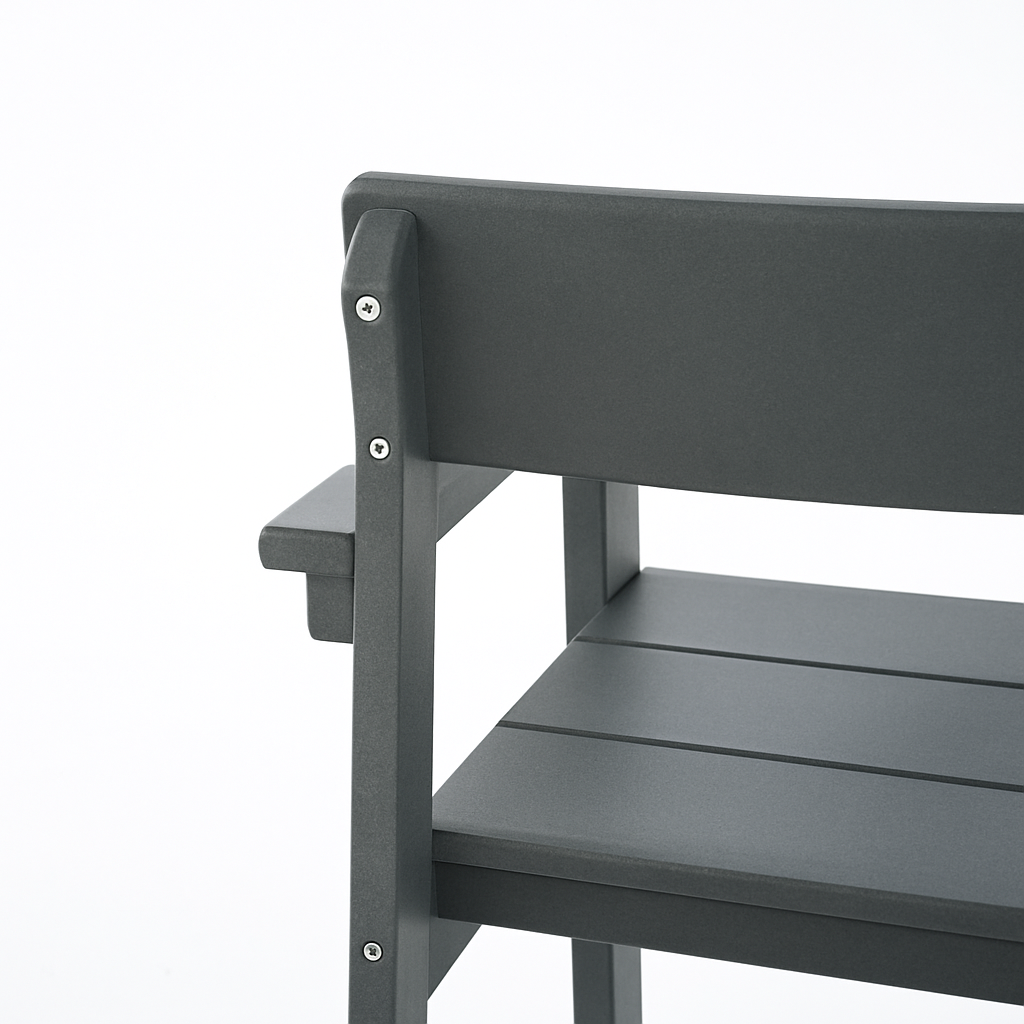 7-Piece HDPE Outdoor Dining Set for 6 – Weather-Resistant Patio Table with Umbrella Hole (Grey)