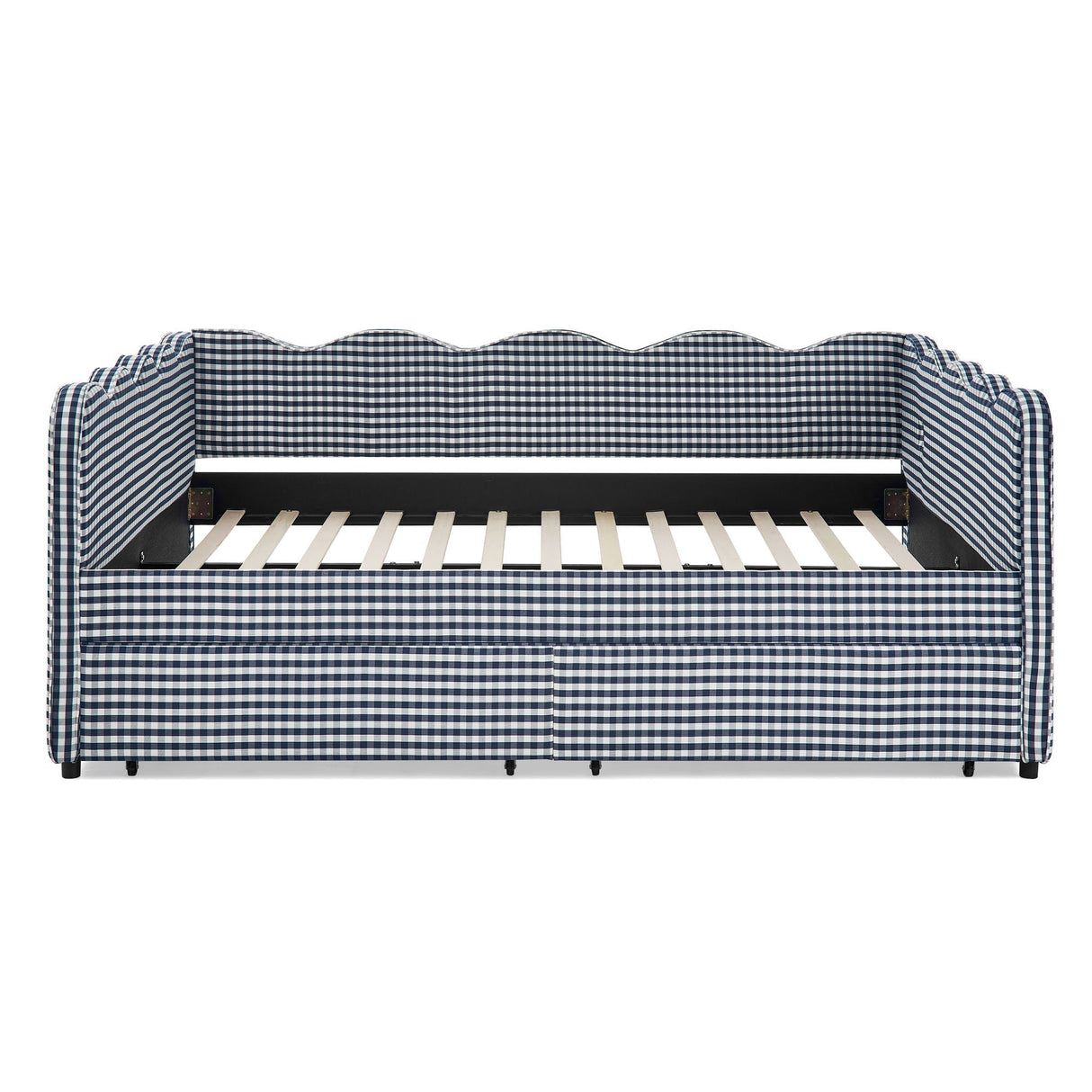 Gingham Daybed With USB Charging Port, Wave-Shaped Design
