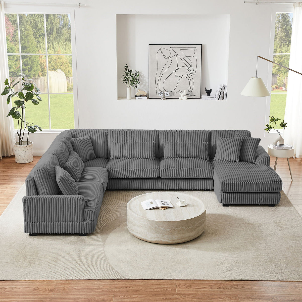 Oversized Sectional Sofa U - Shaped Sofa Couch Modern Sofa Upholstered In Soft With A Chaise Lounge For Living Room