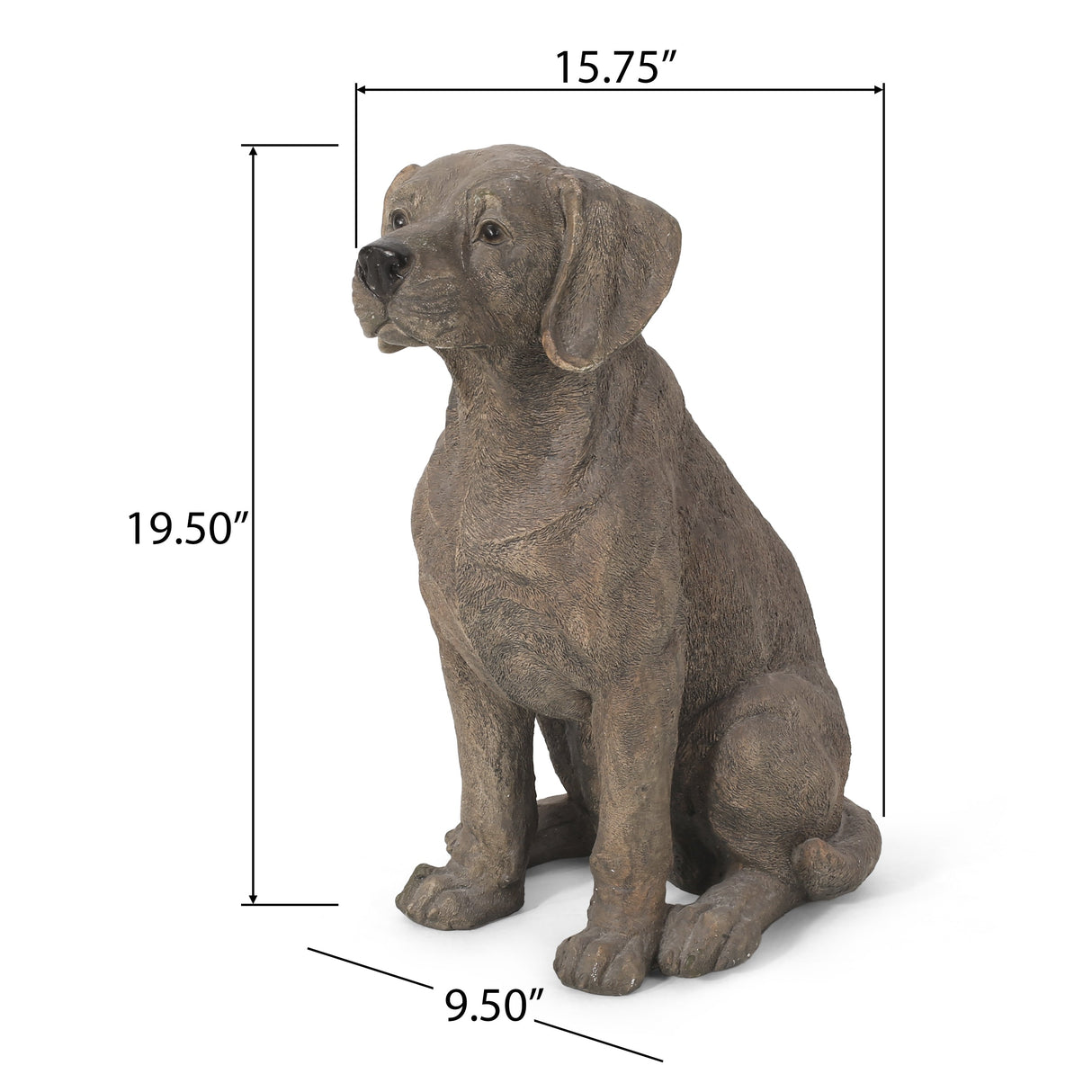 MGO Dog Decor Outdoor Dog Statue - Dark Brown