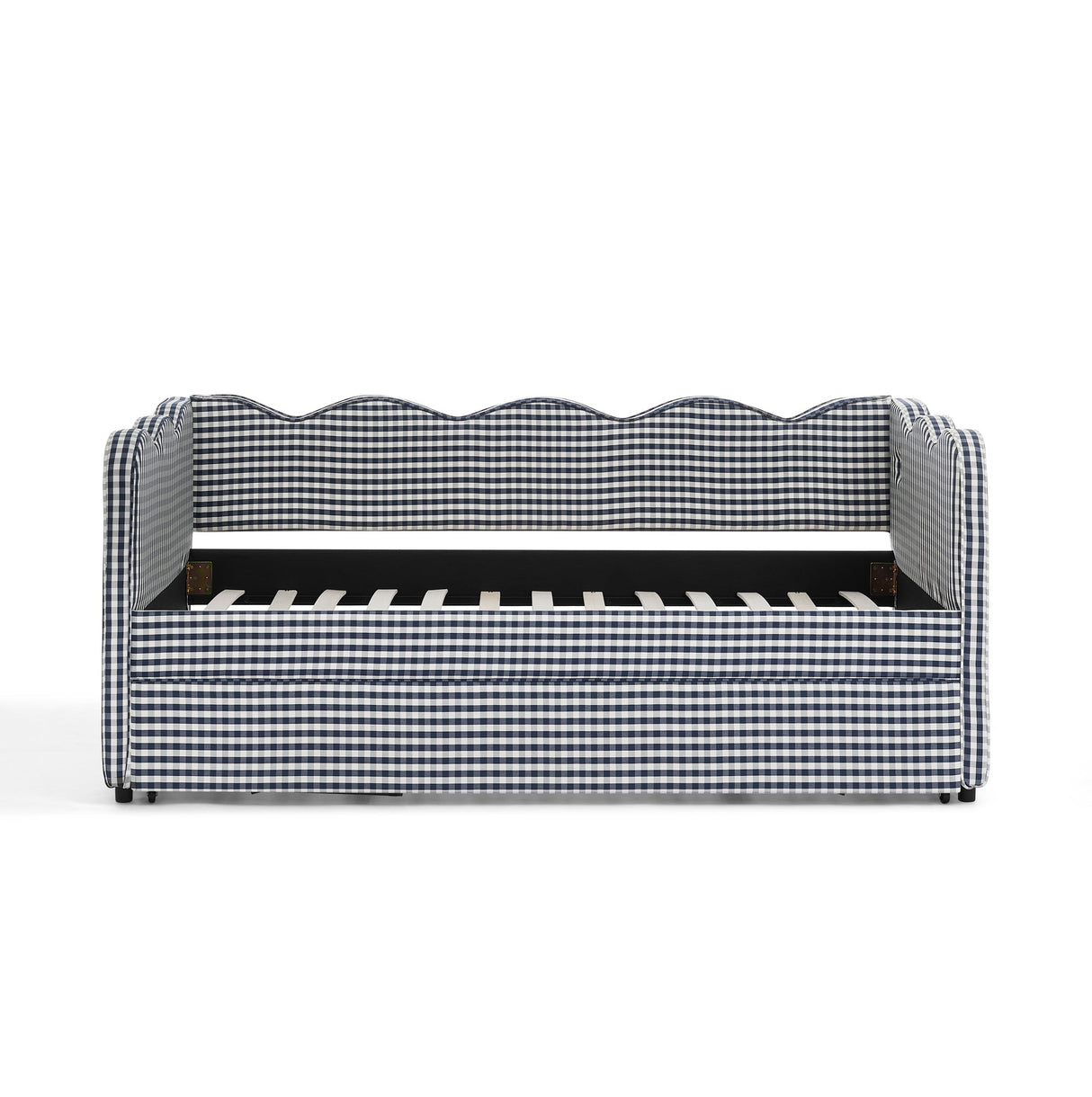 Cozy Gingham Daybed with Trundle Twin Size Sofa Bed