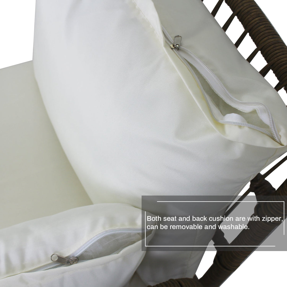 6PCS Outdoor Patio Balcony Natural Color Wicker Sofa Chair Set with Beige Cushion and Round Tempered Glass Table
