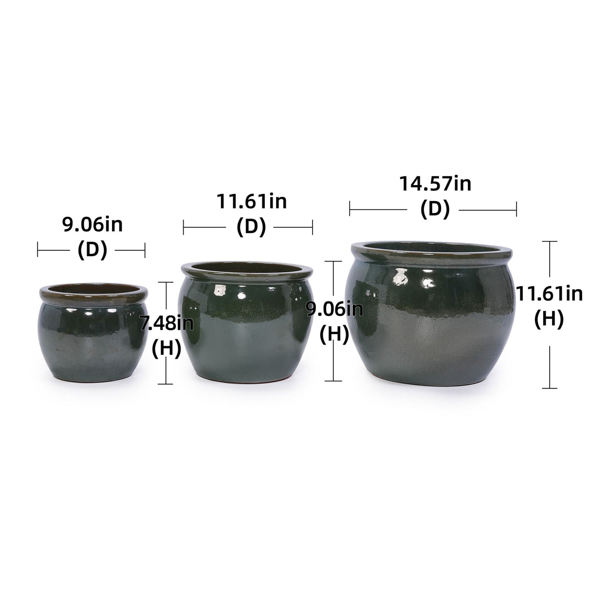3 Pieces Ceramic Flowerpot Planter for Patio, Garden or Windowsills