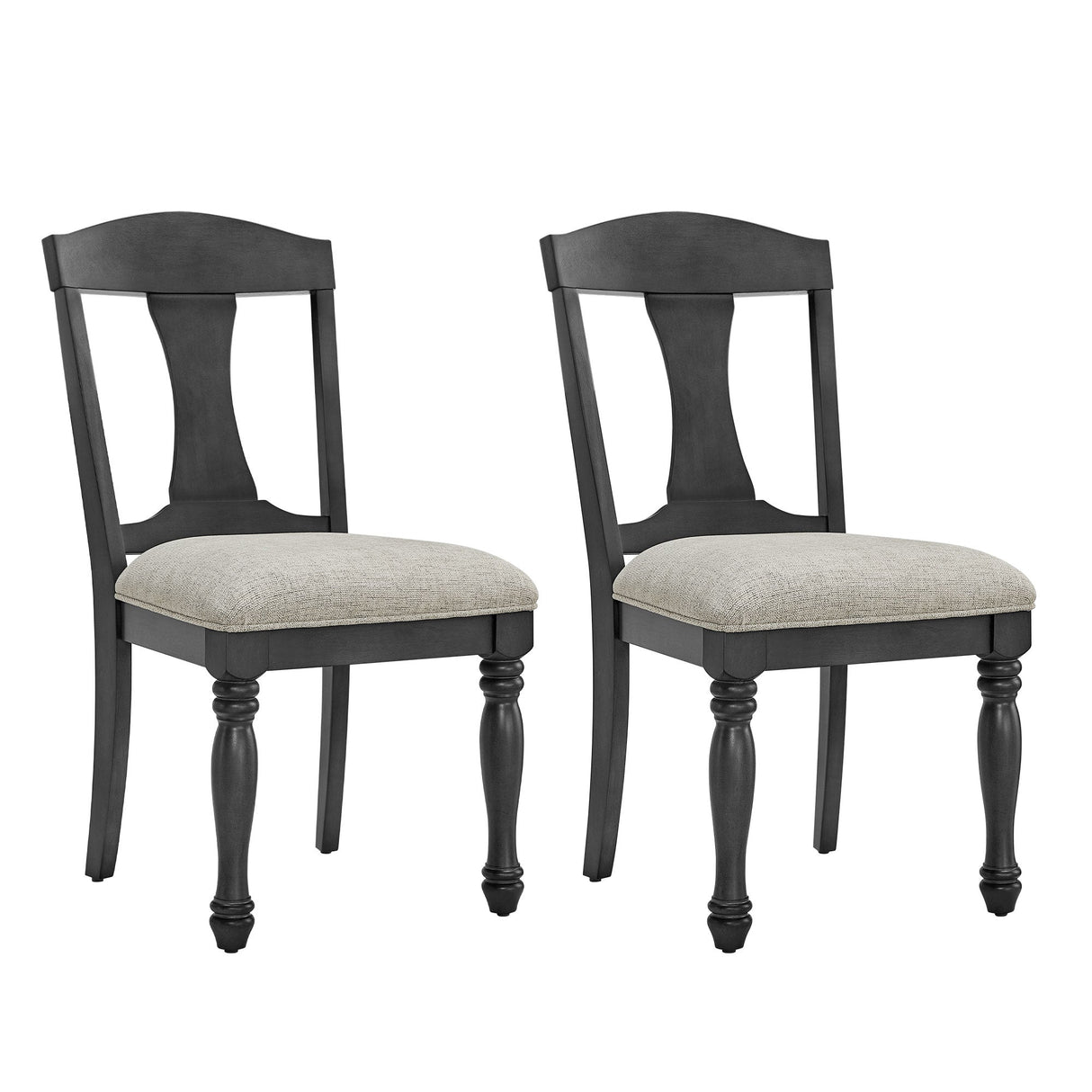 Wooden Frame Upholstered Dining Chairs, Set of 2