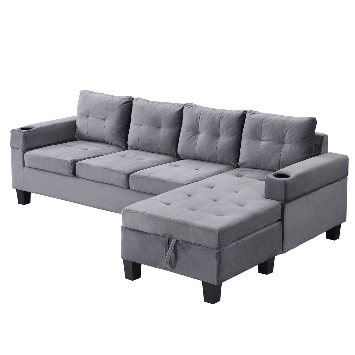 Modern Sectional Sofa Set with L Shape Chaise Lounge and Storage