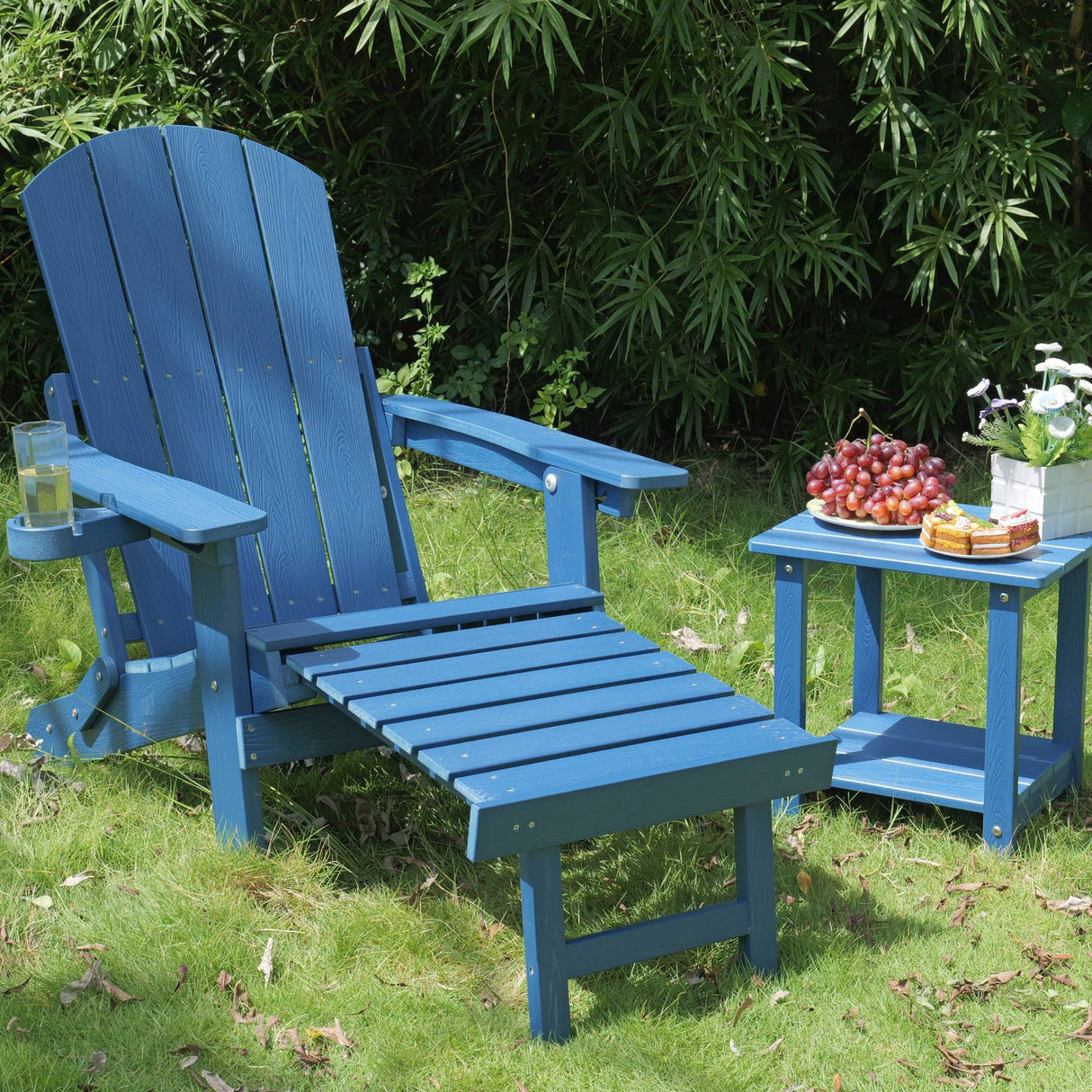 Outdoor Adjustable Lounge Chair with Cup Holder