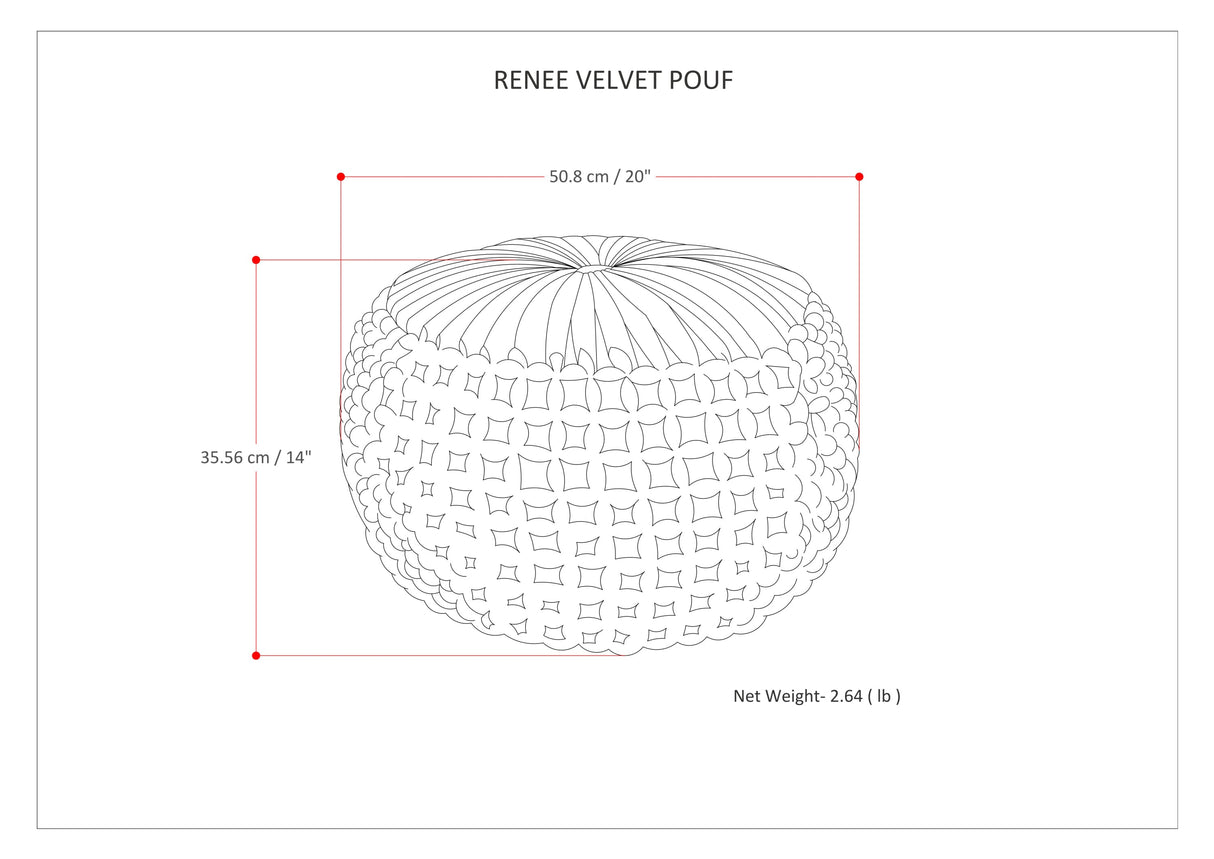 Renee Round Pouf Navy Velvet Cotton Accent Stool