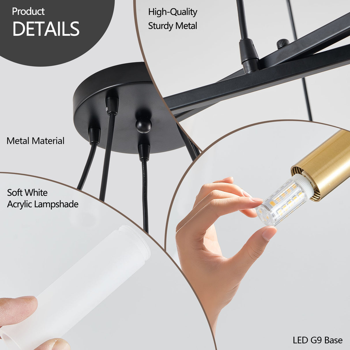 41' Black & Gold Modern Chandelier Light Fixture