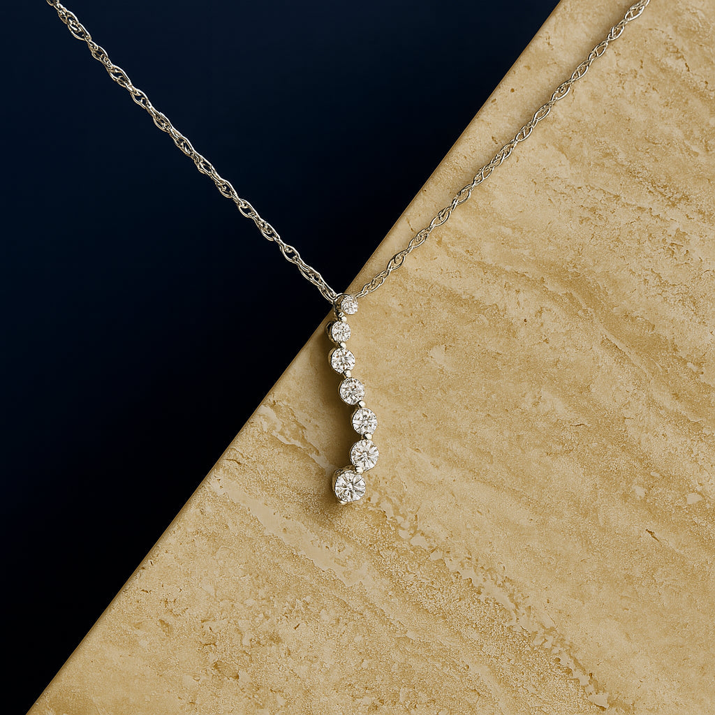 .925 Sterling Silver 1/4 Cttw Lab Grown Diamond Journey Pendant Necklace - 18" Inches