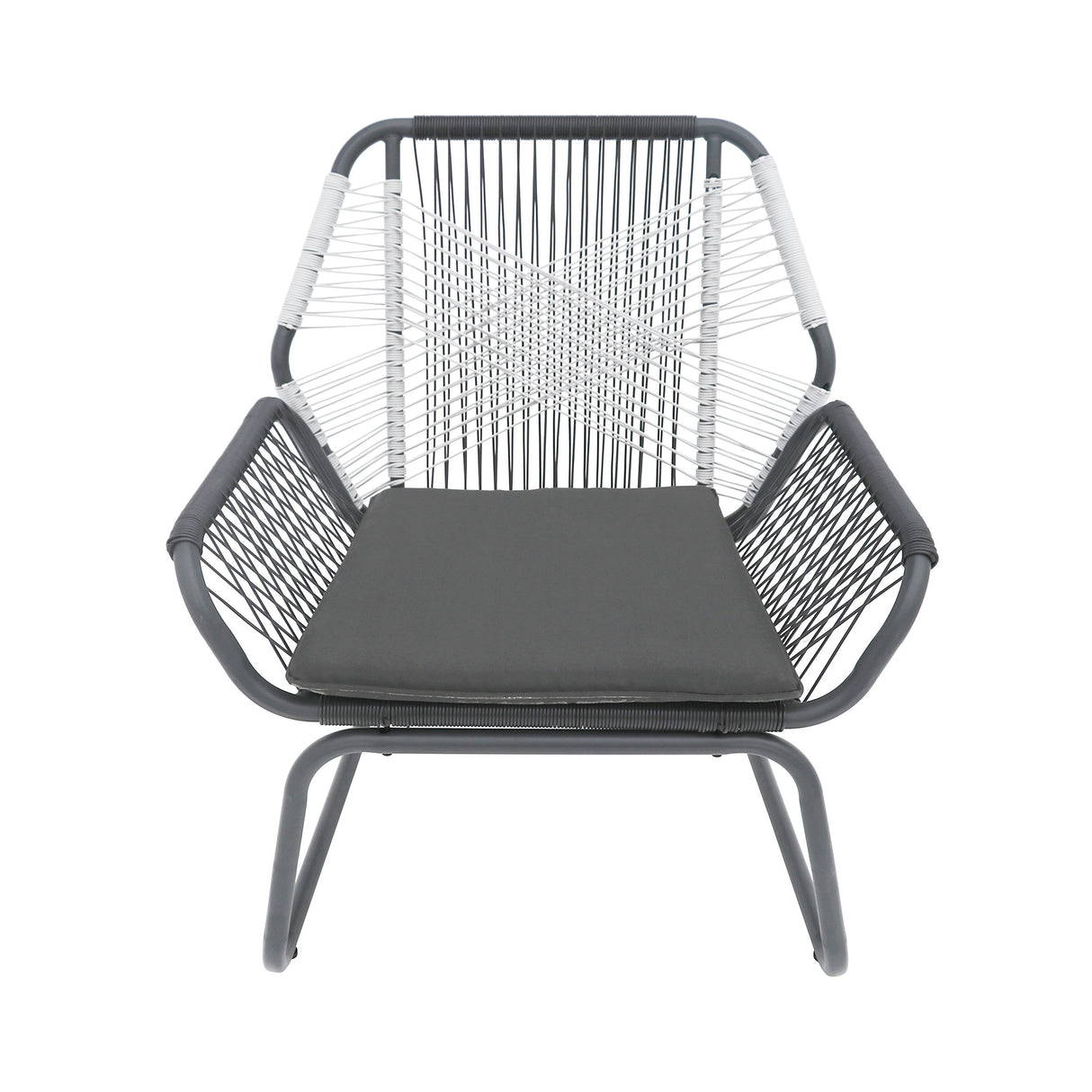 Set of 2 Woven Rattan Outdoor Club Chairs with Cushions