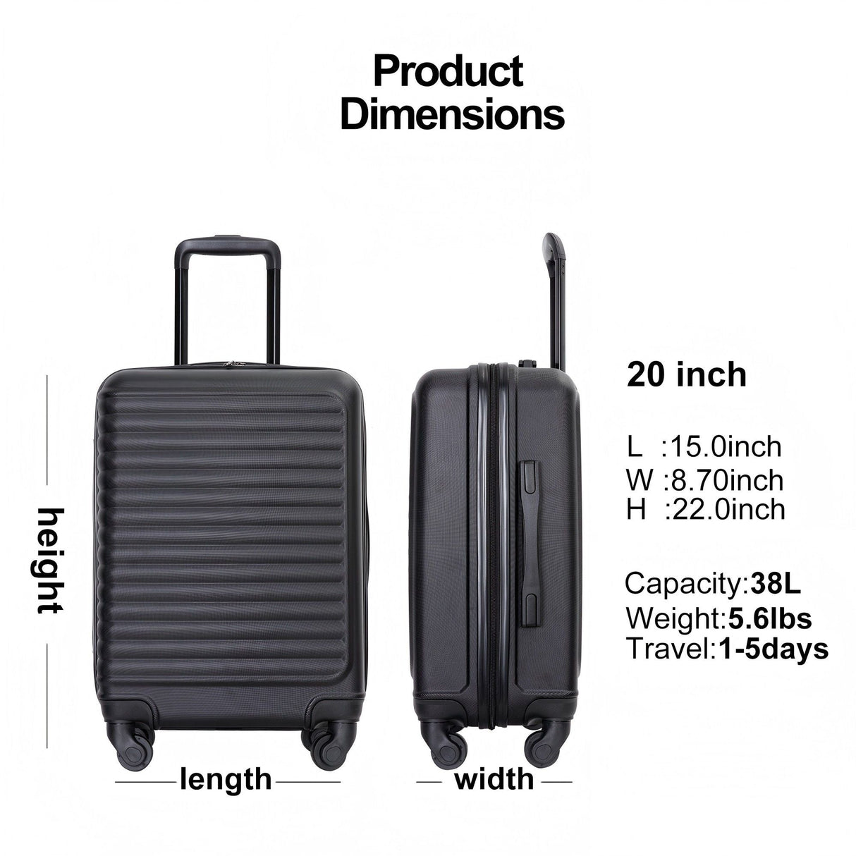20" Carry-On Lightweight Hardside Luggage with Spinner Wheels