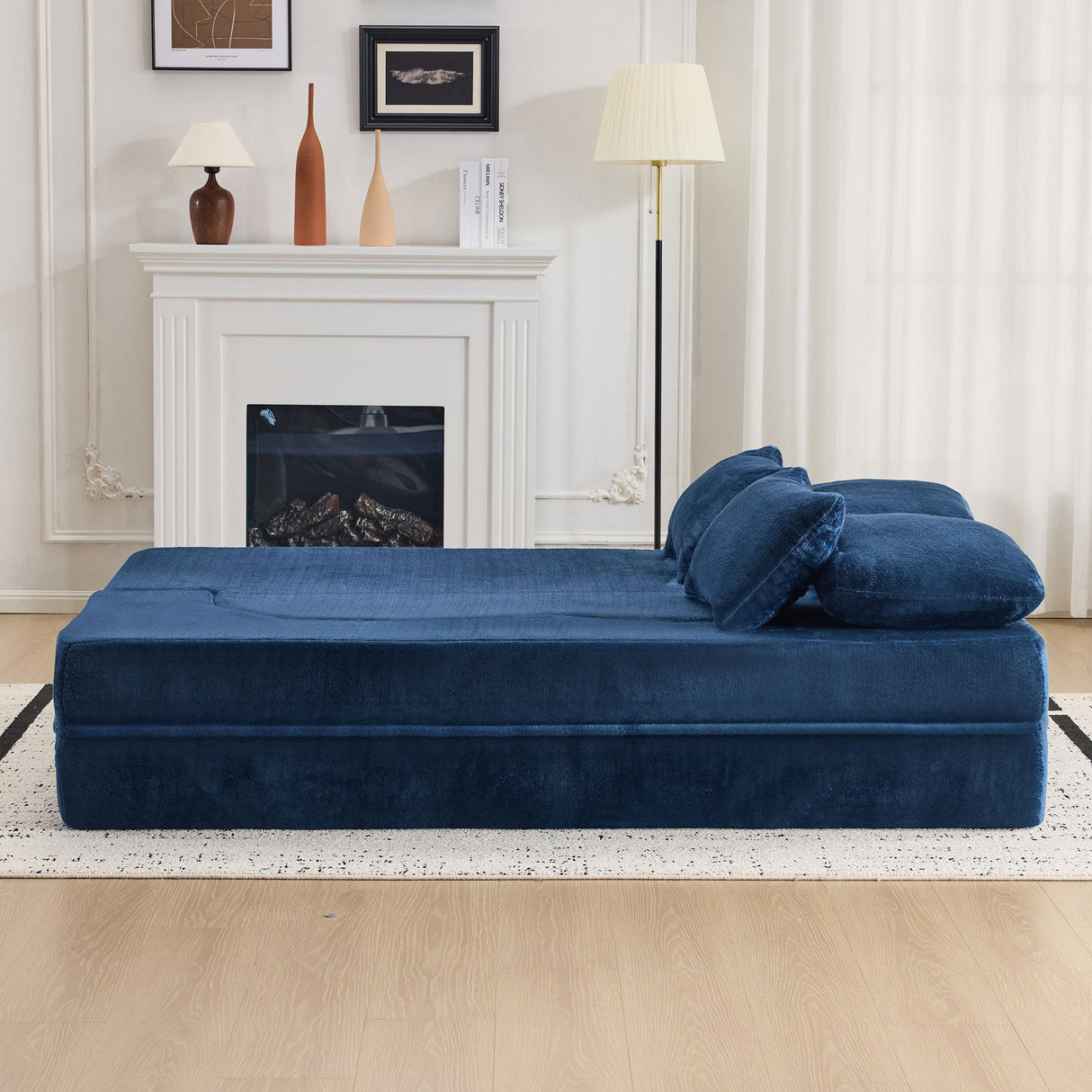 Queen Size Foldable Sofa Bed Chenille Futon Couch