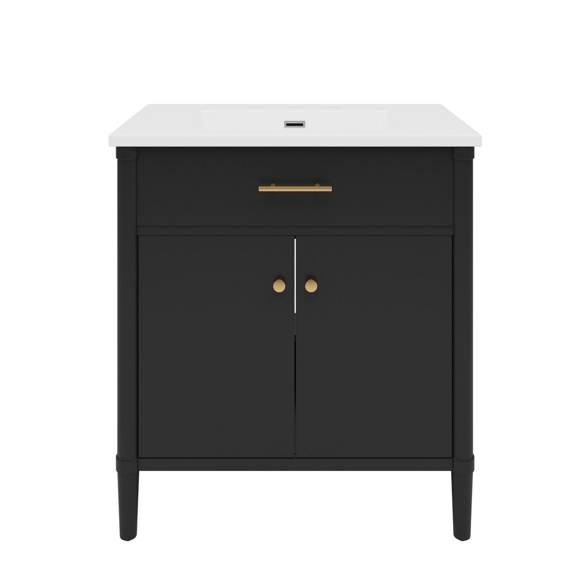 Bathroom Vanity with Sink and Adjustable Shelf - Soft Close Doors - Black, Green, or White