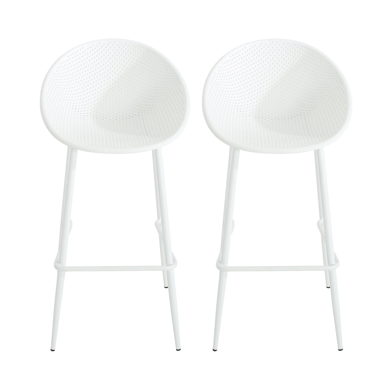 Modern Gable Outdoor Barstool Set of 2 in White